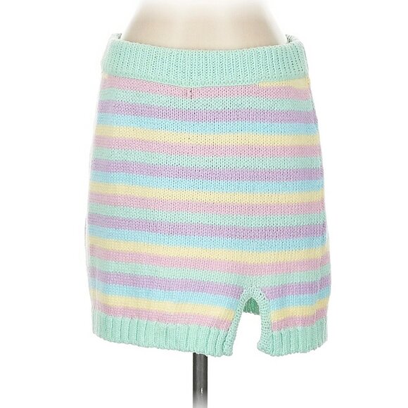 Show Me Your Mumu Pastel Striped Knit 3-Piece Set Cardigan Crop Top & Mini Skirt - Picture 5 of 16